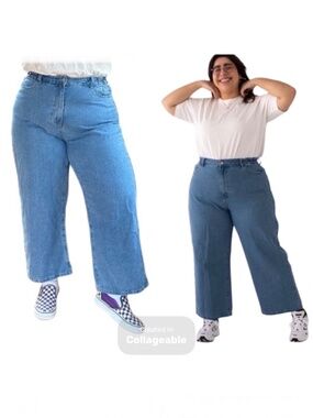 Shiny By Nature 100% Cotton Wide-Leg Cropped/Short Jeans, Sz 2X, High-Rise